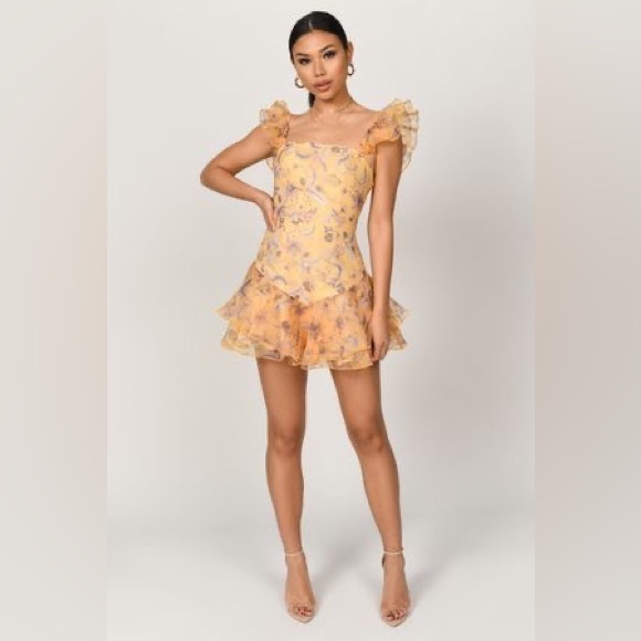 Sunshine Yellow Organza Floral Ruffle Dress from TOBI - Picture 3 of 5